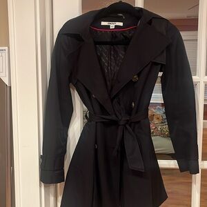 DKNY double-breasted petite raincoat! Hood included.